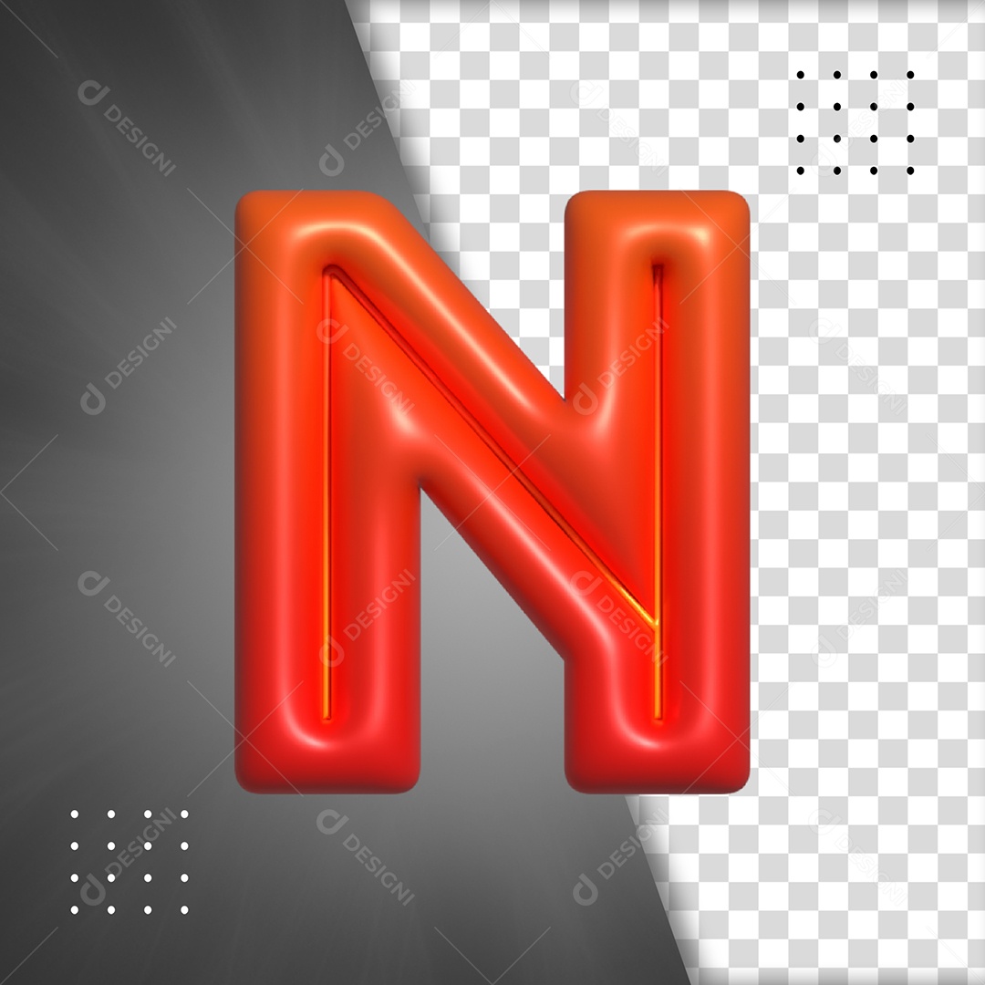 Letra N Vermelho Elemento 3D Para Composição PSD