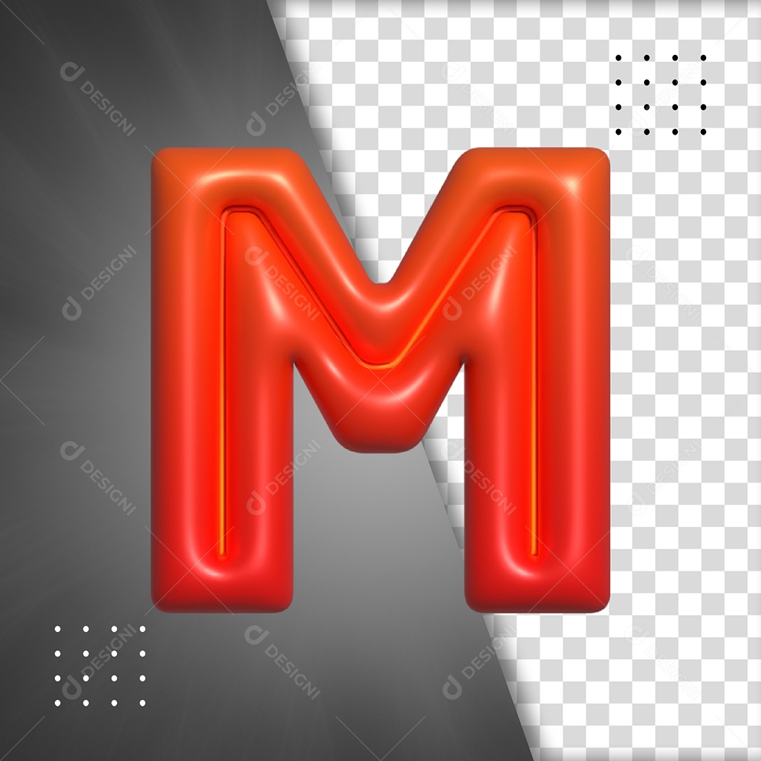 Letter M Red 3D Element For Composition PSD