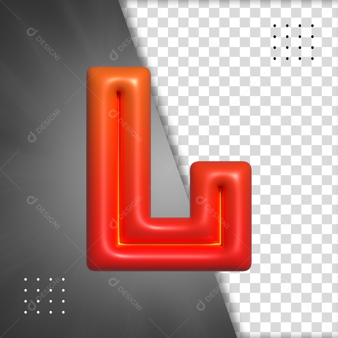 Letra L Vermelho Elemento 3D Para Composição PSD