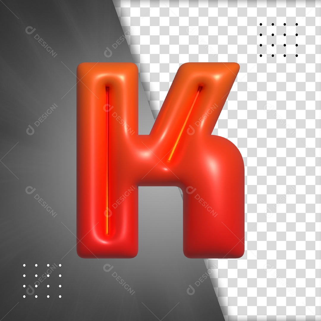 Letra K Vermelho Elemento 3D Para Composição PSD