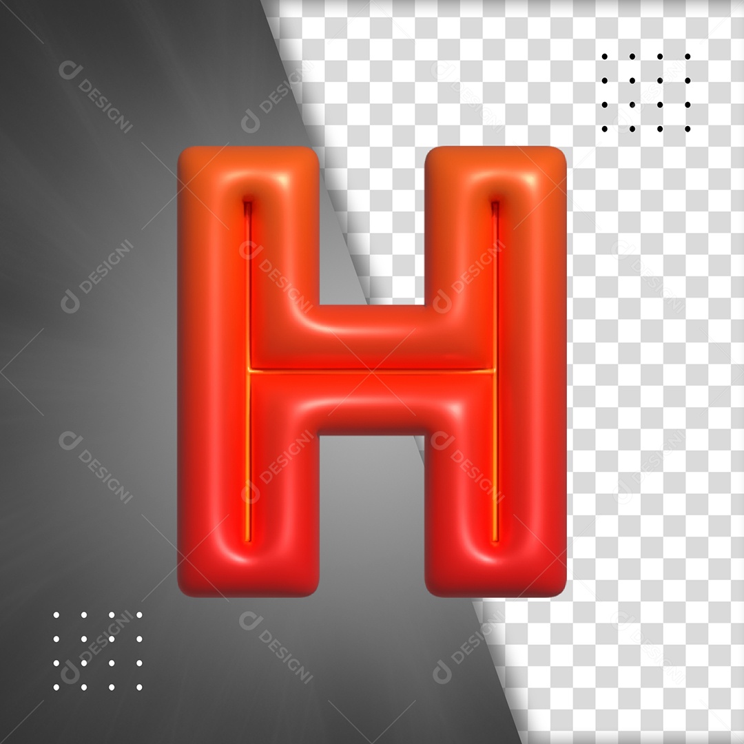 Letra H Vermelho Elemento 3D Para Composição PSD