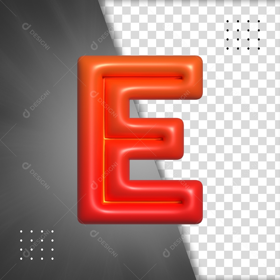 Letra E Vermelho Elemento 3D Para Composição PSD