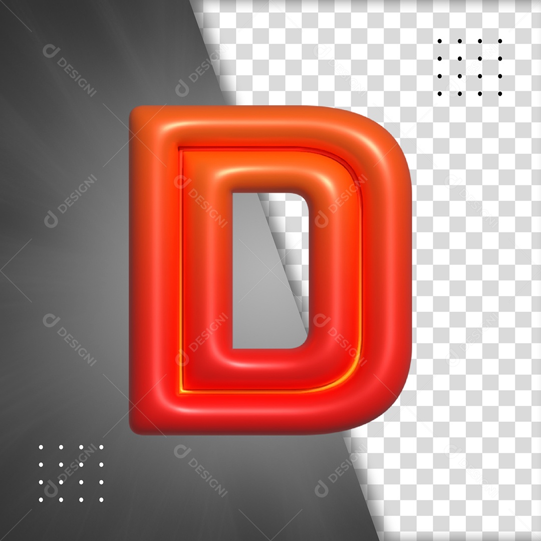Letra D Vermelho Elemento 3D Para Composição PSD