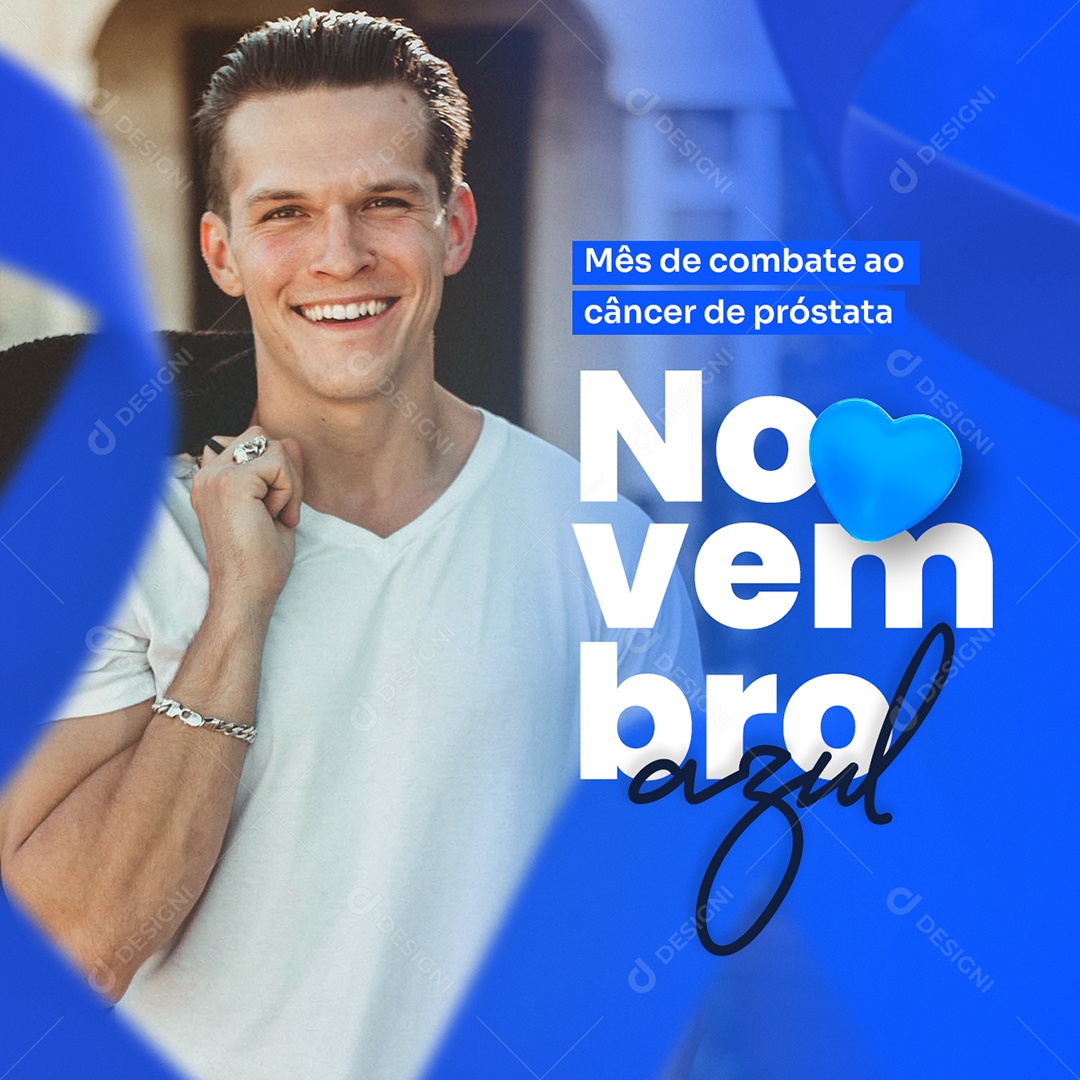 Mês de Combate ao Câncer de Próstata Novembro Azul Social Media PSD Editável