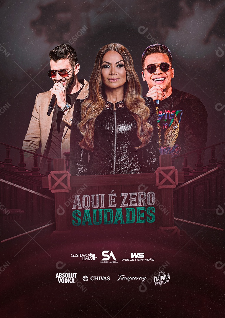 Aqui é Zero Saudades Gusttavo Lima Solange Almeida Wesley Safadão Flyer Social Media PSD Editável