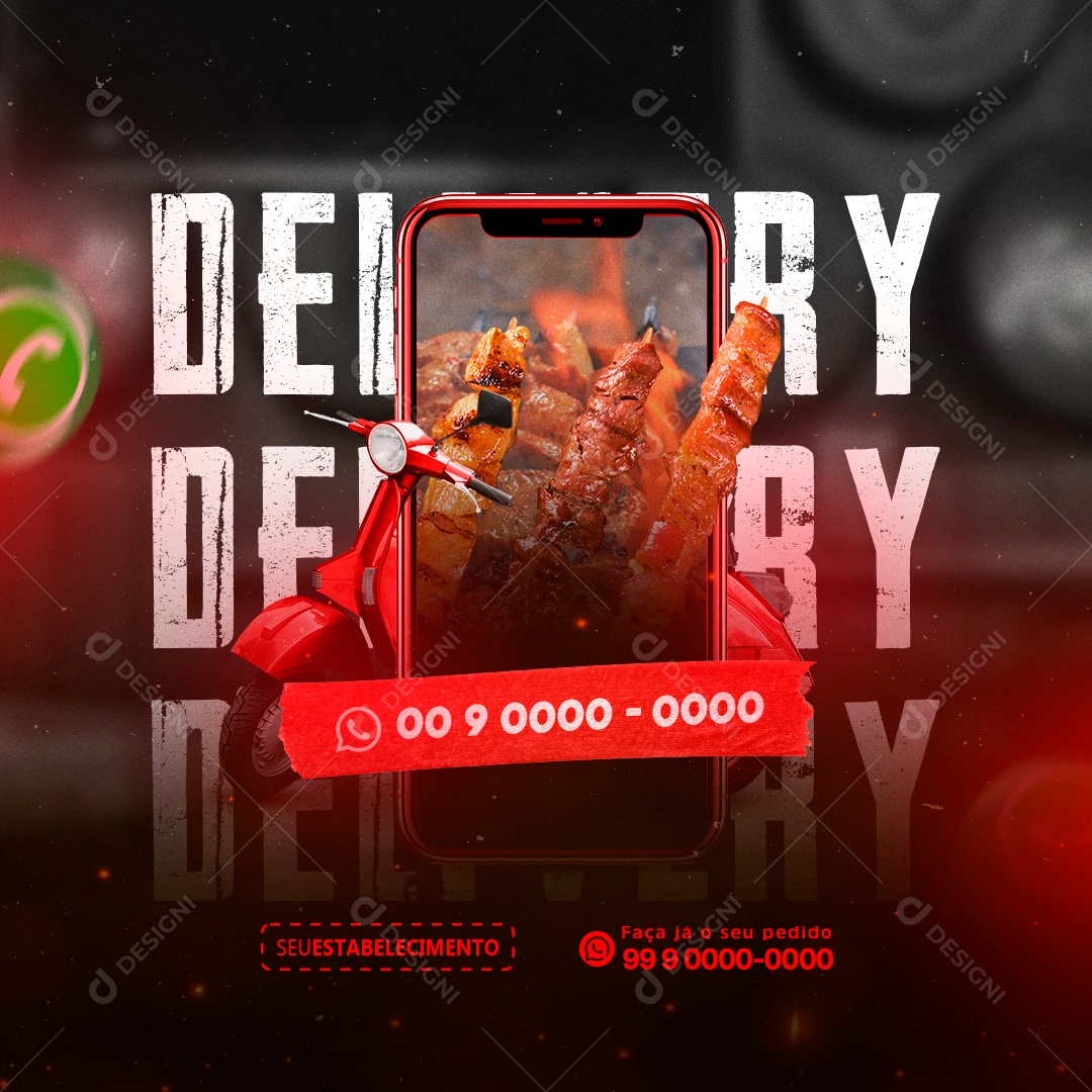 Delivery Espetos da Churrascaria Social Media PSD Editável