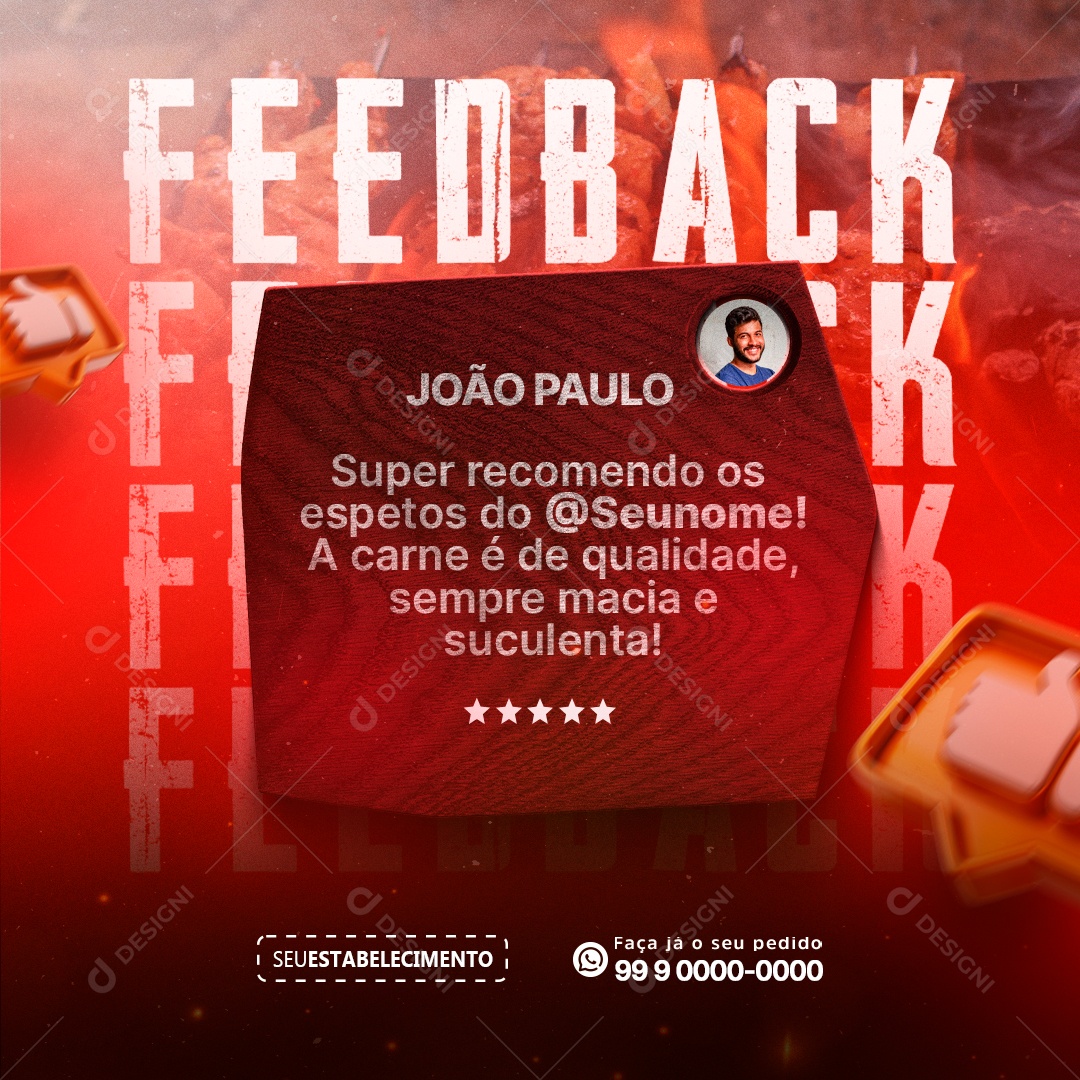 Super Recomendo os Espetos da Churrascaria Social Media PSD Editável