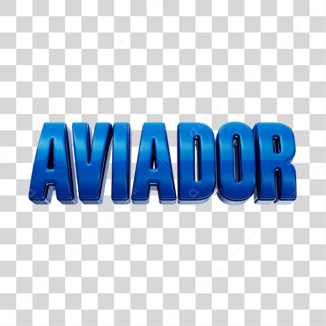 Dia do Aviador Texto 3D Azul PNG