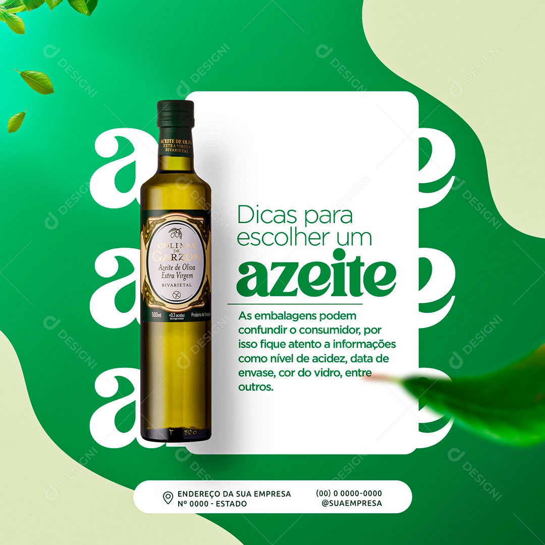 Social Media Nutricionista Dicas para escolher um Azeite PSD Editável