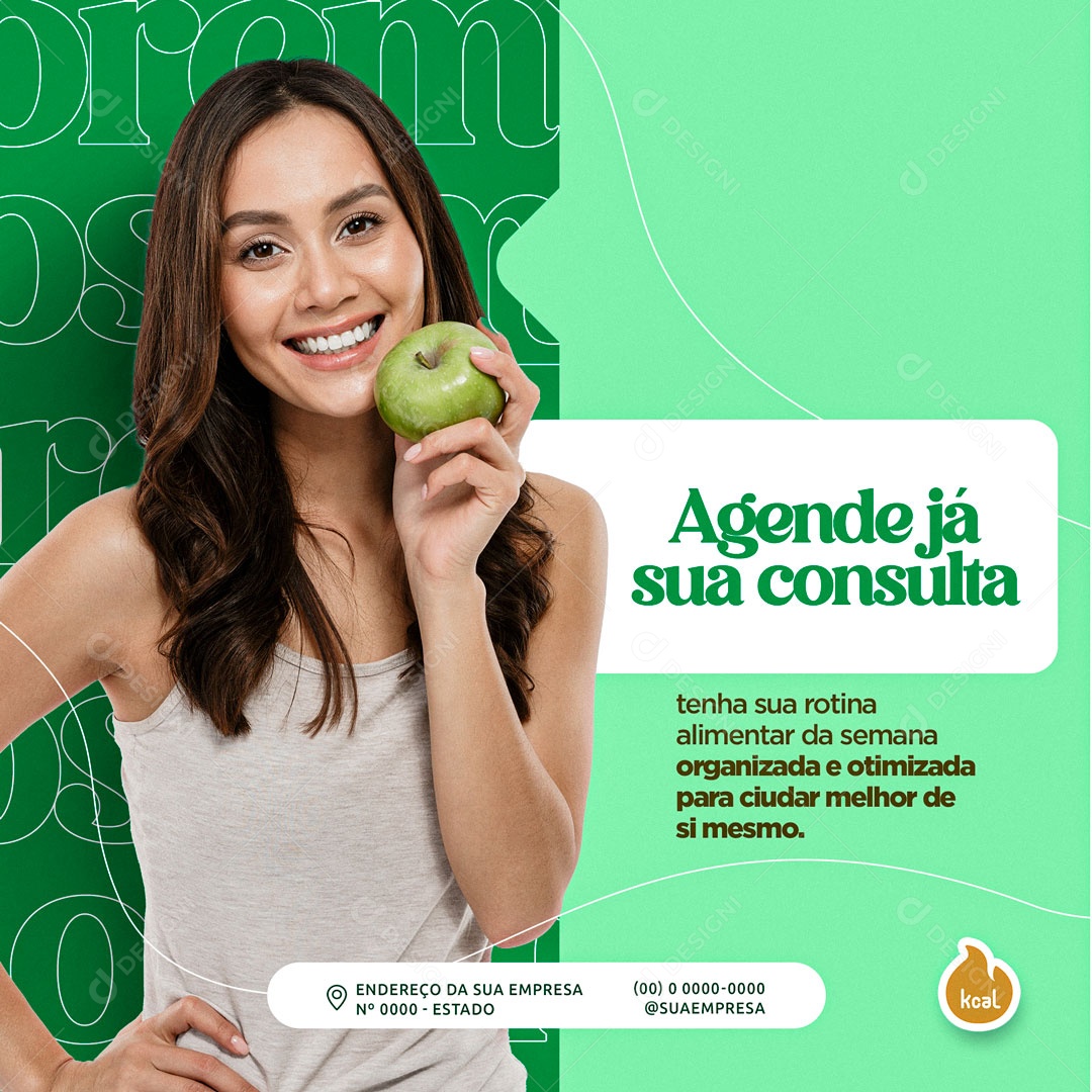 Agende Já sua Consulta Nutricionista Social Media PSD Editável