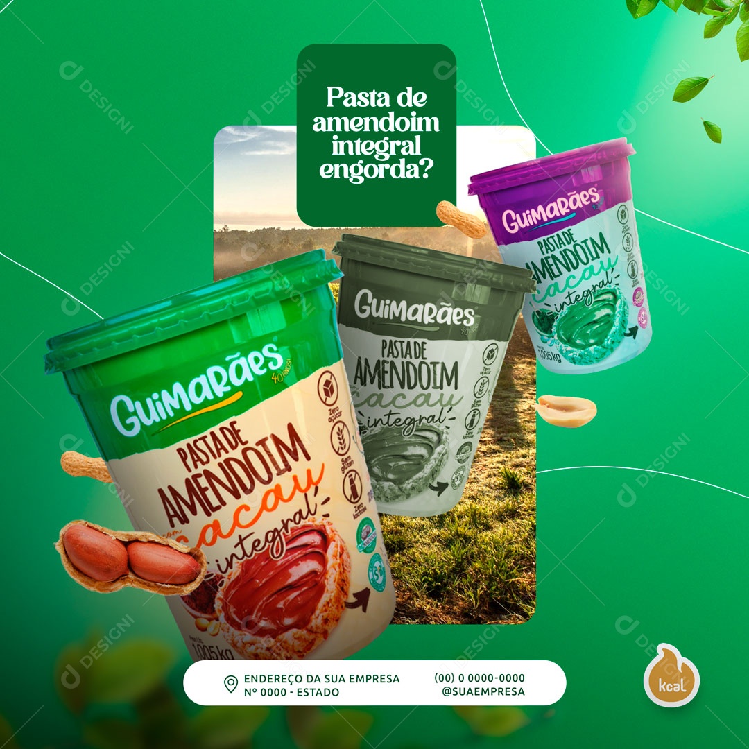 Social Media Nutricionista Pasta de Amendoim Integral Ingorda? PSD Editável