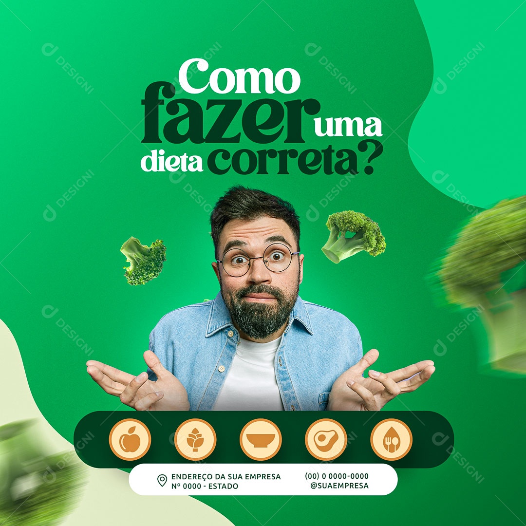 Como Fazer uma Dieta Correta? Nutricionista Social Media PSD Editável