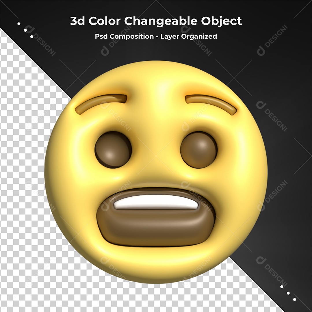 Emoji Alegre Elemento 3D para Composição PSD