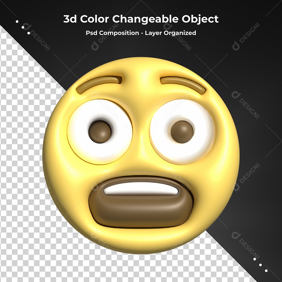 Emoji Surpreso Elemento 3D Para Composição PSD