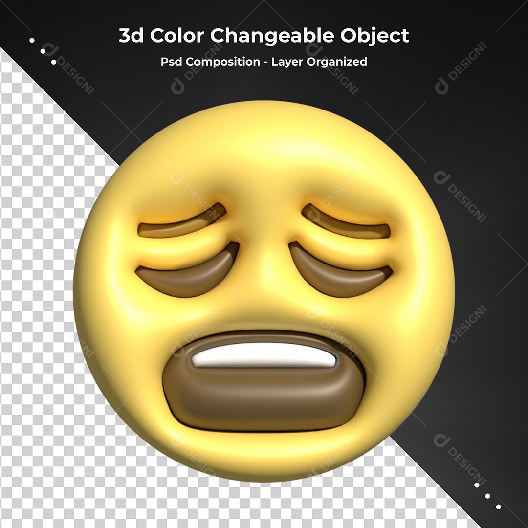 Emoji Desesperado Elemento 3D para Composição PSD