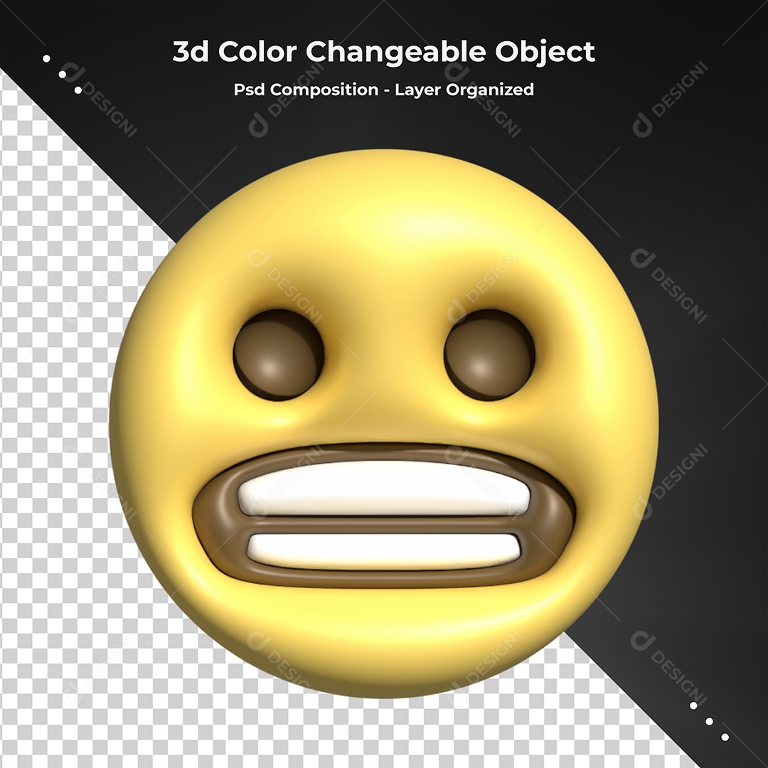 Emoji Alegre Elemento 3D para Composição PSD