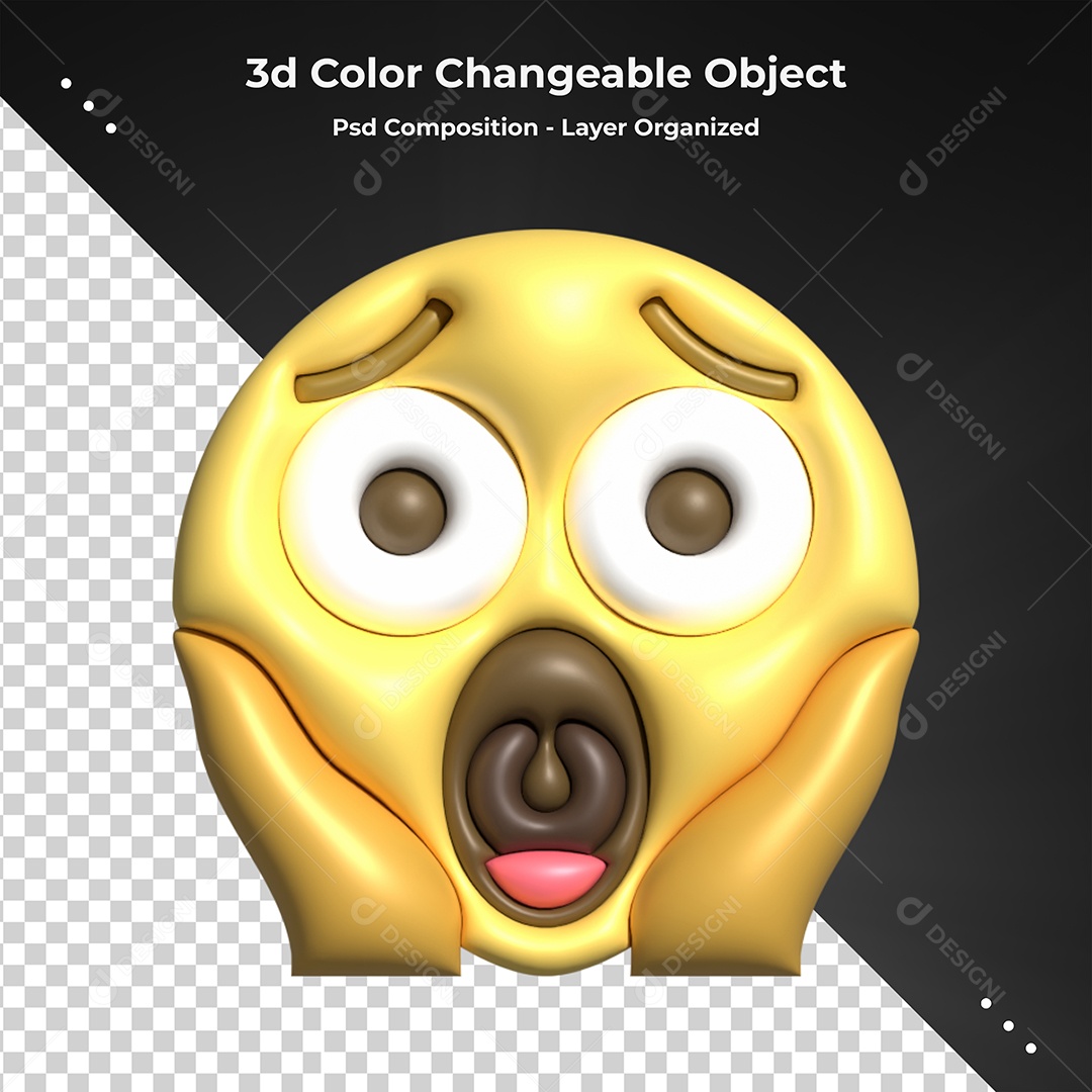 Emoji de Surpreso Elemento 3D para Composição PSD