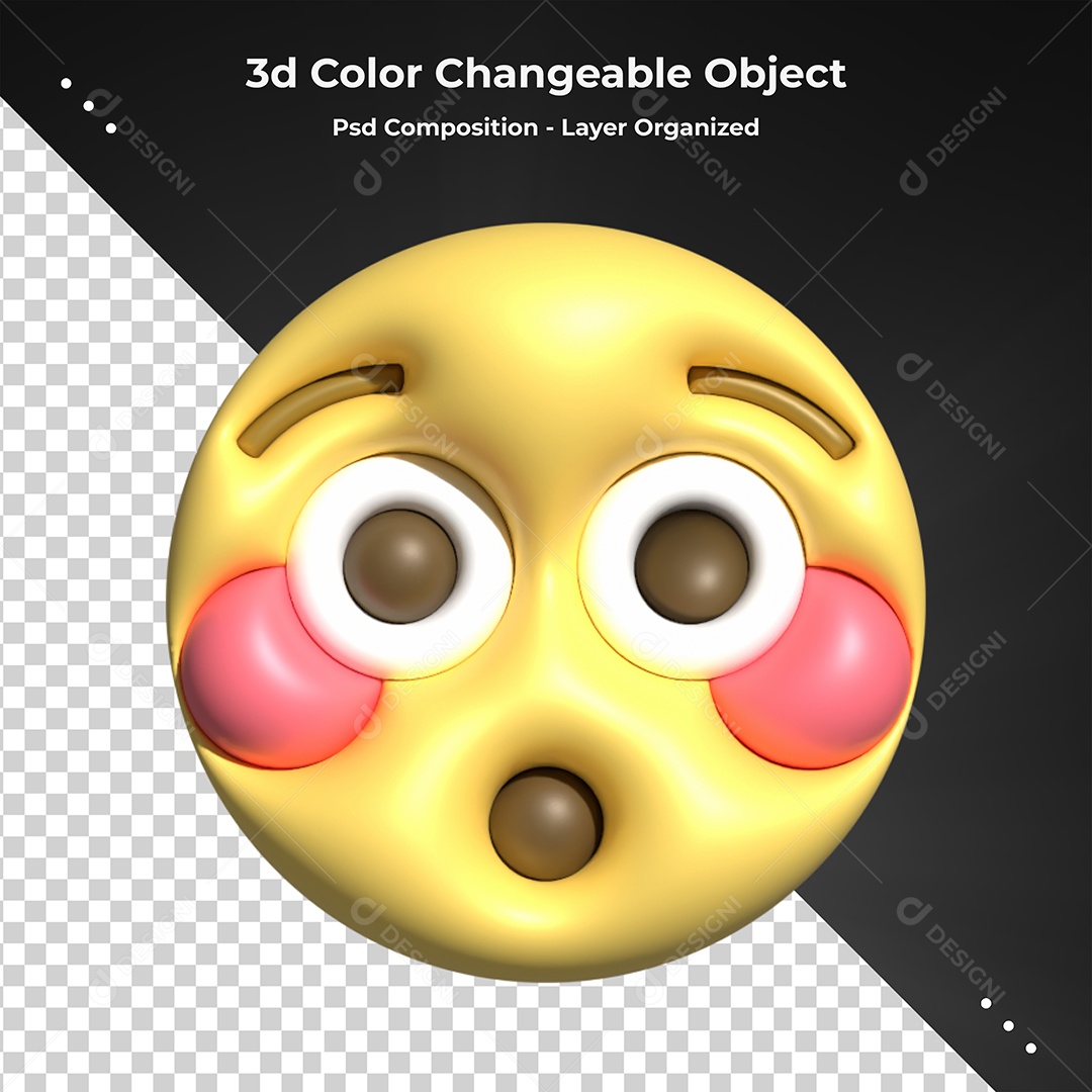 Emoji de Surpreso Elemento 3D para Composição PSD