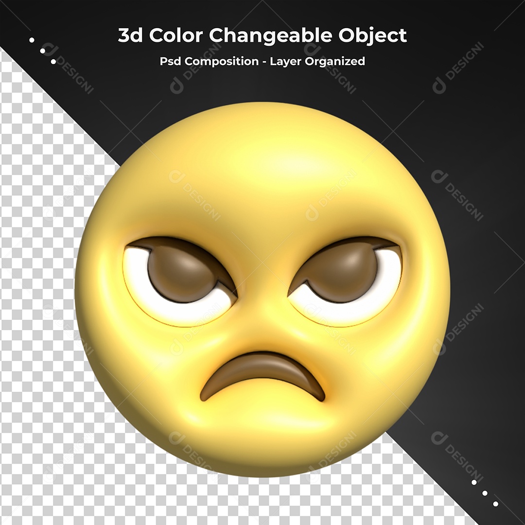 Emoji Bravo Elemento 3D para Composição PSD