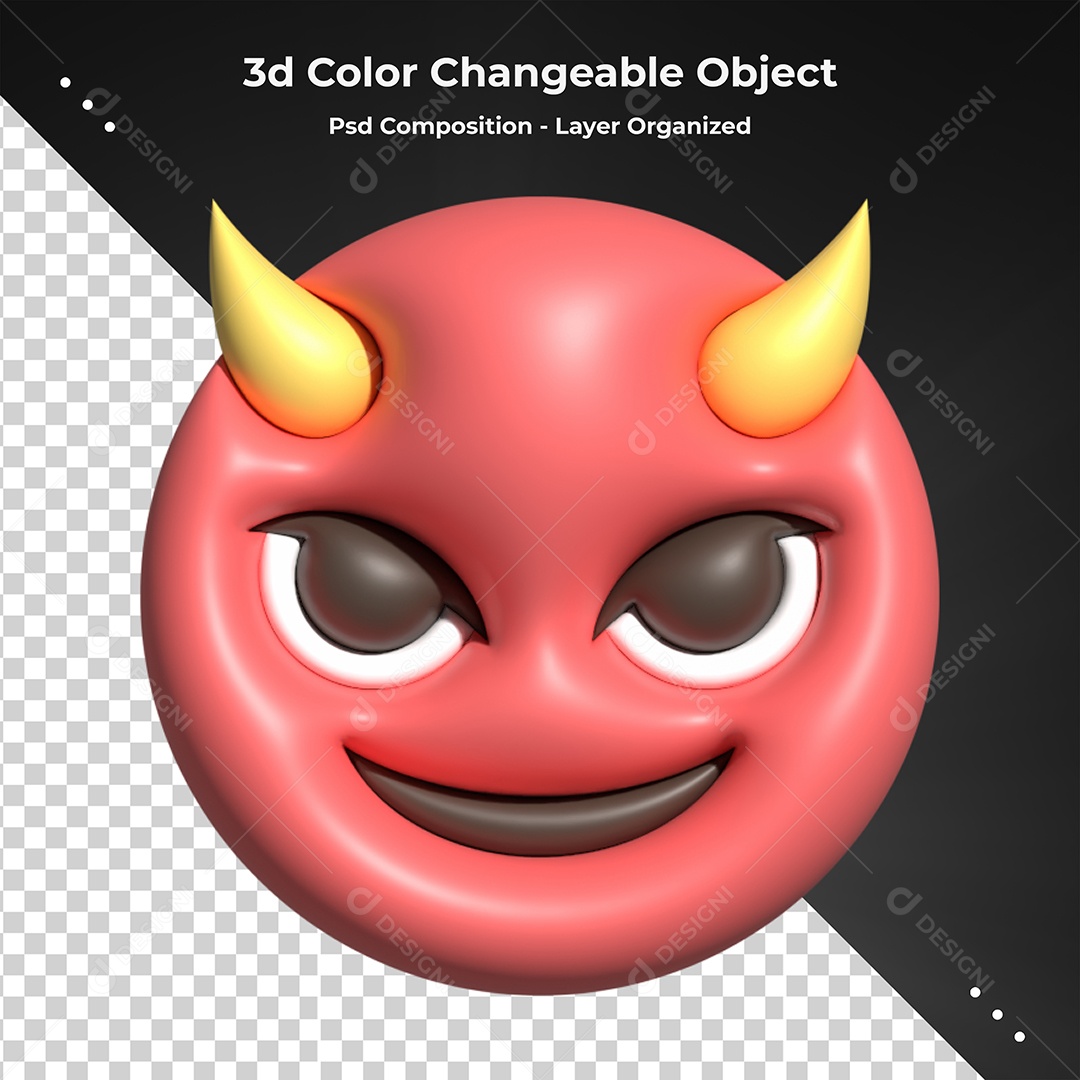 Emoji Diabinho Com Chifres Elemento 3D Para Composição PSD