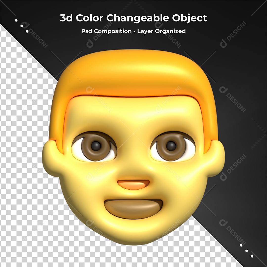 Emoji de Rapaz Elemento 3D para Composição PSD