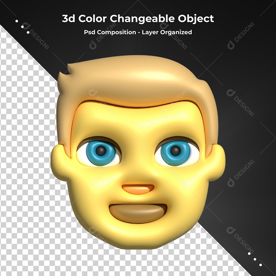 Emoji de Homem Elemento 3D para Composição PSD