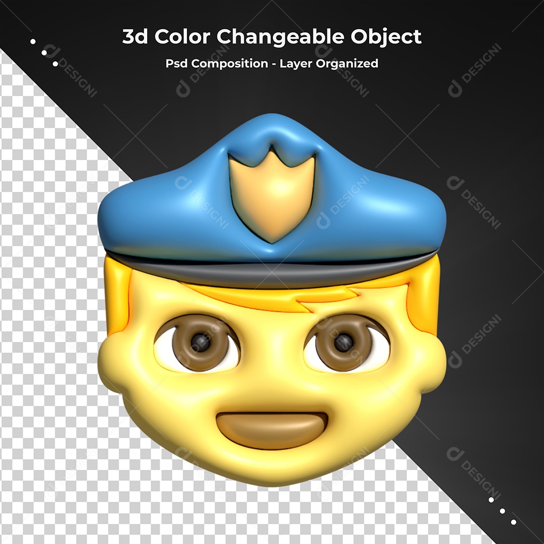 Emoji de Policial Elemento 3D para Composição PSD