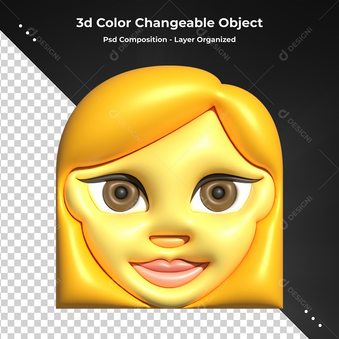 Emoji de Mulher Elemento 3D para Composição PSD