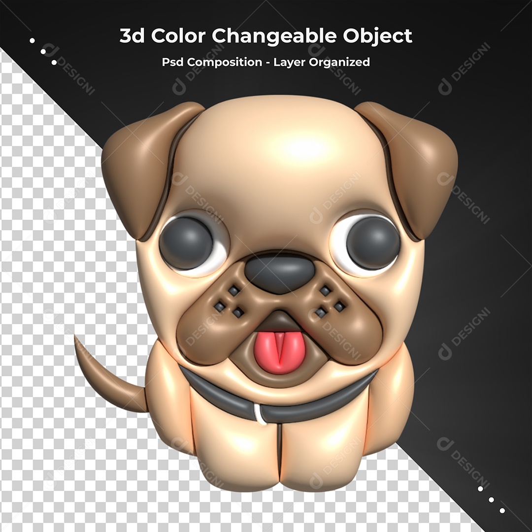 Emoji de Cachorro Elemento 3D para Composição PSD