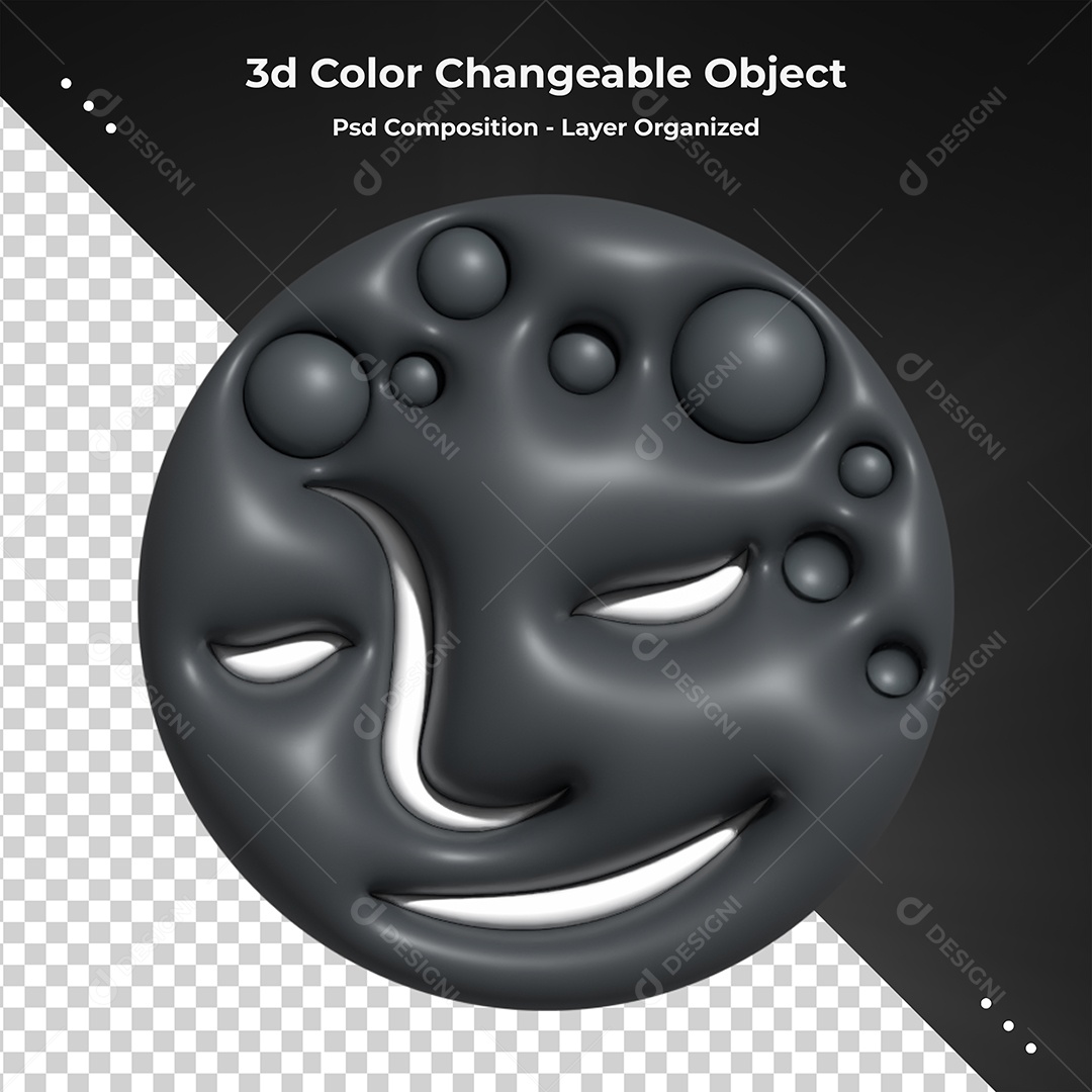 Emoji de Lua Preta Elemento 3D PSD