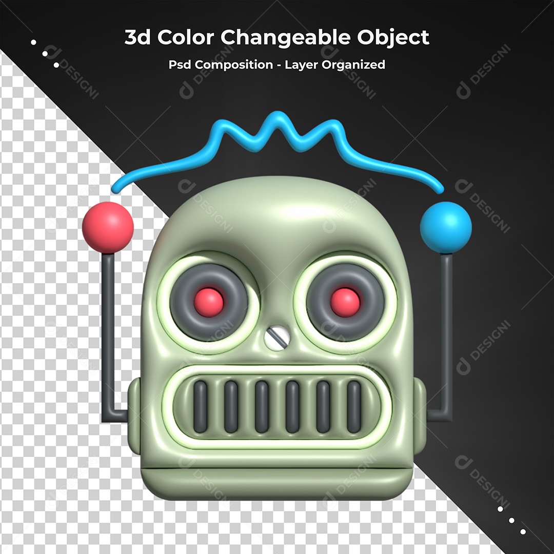 Emoji de Robô Elemento 3D para Composição PSD