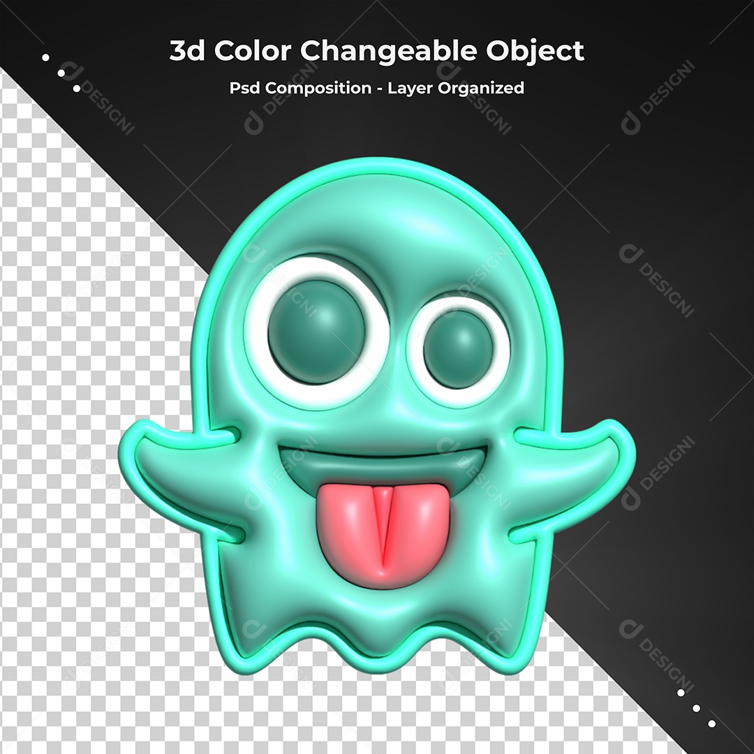 Emoji de Fanstasma Elemento 3D para Composição PSD