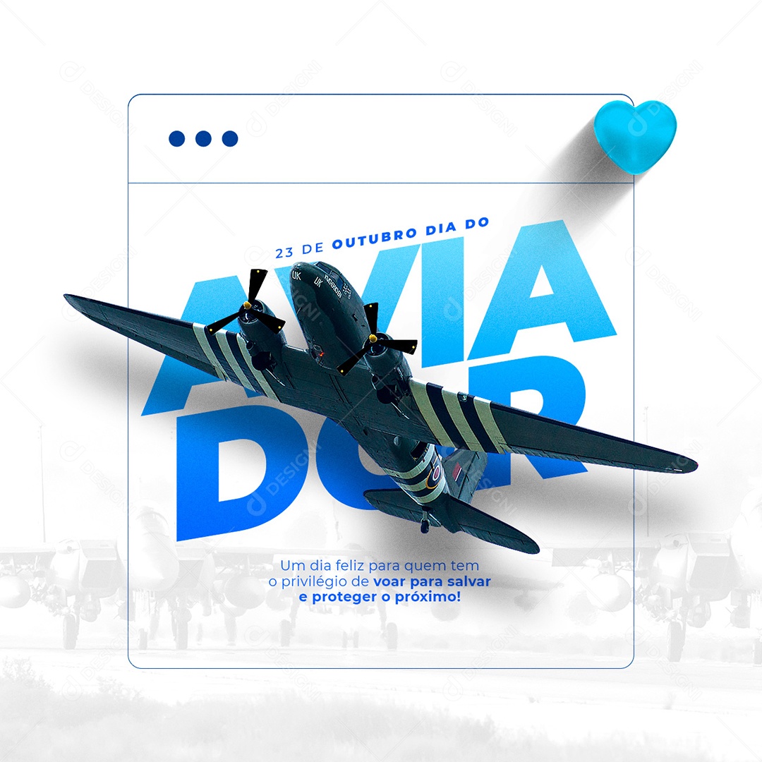 Um Dia Feliz Para Quem Tem o Privilégio de Voar Dia do Aviador Social Media PSD Editável