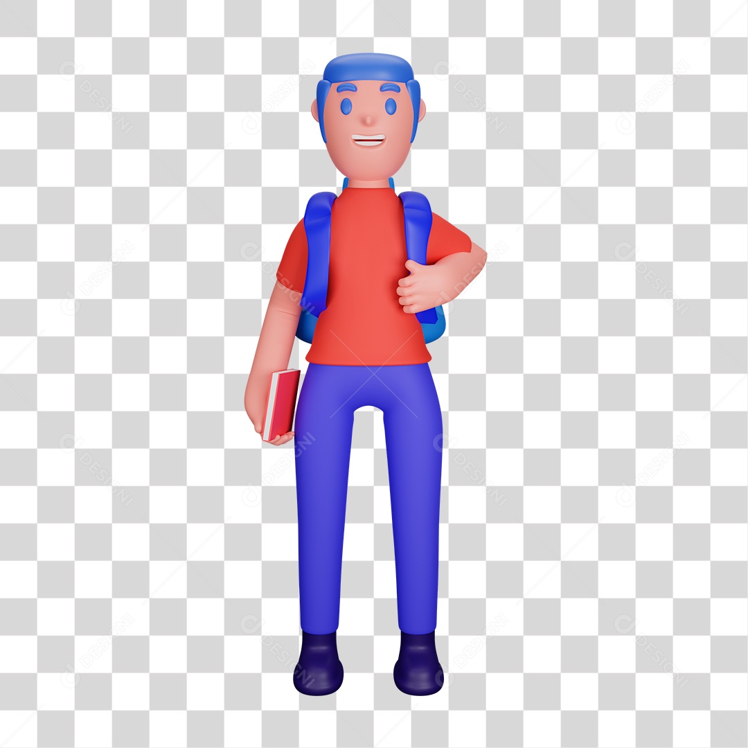 Menino com Mochila PNG Transparente