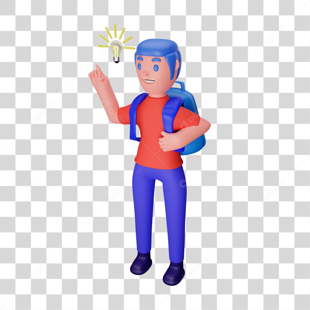 Menino com Mochila PNG Transparente