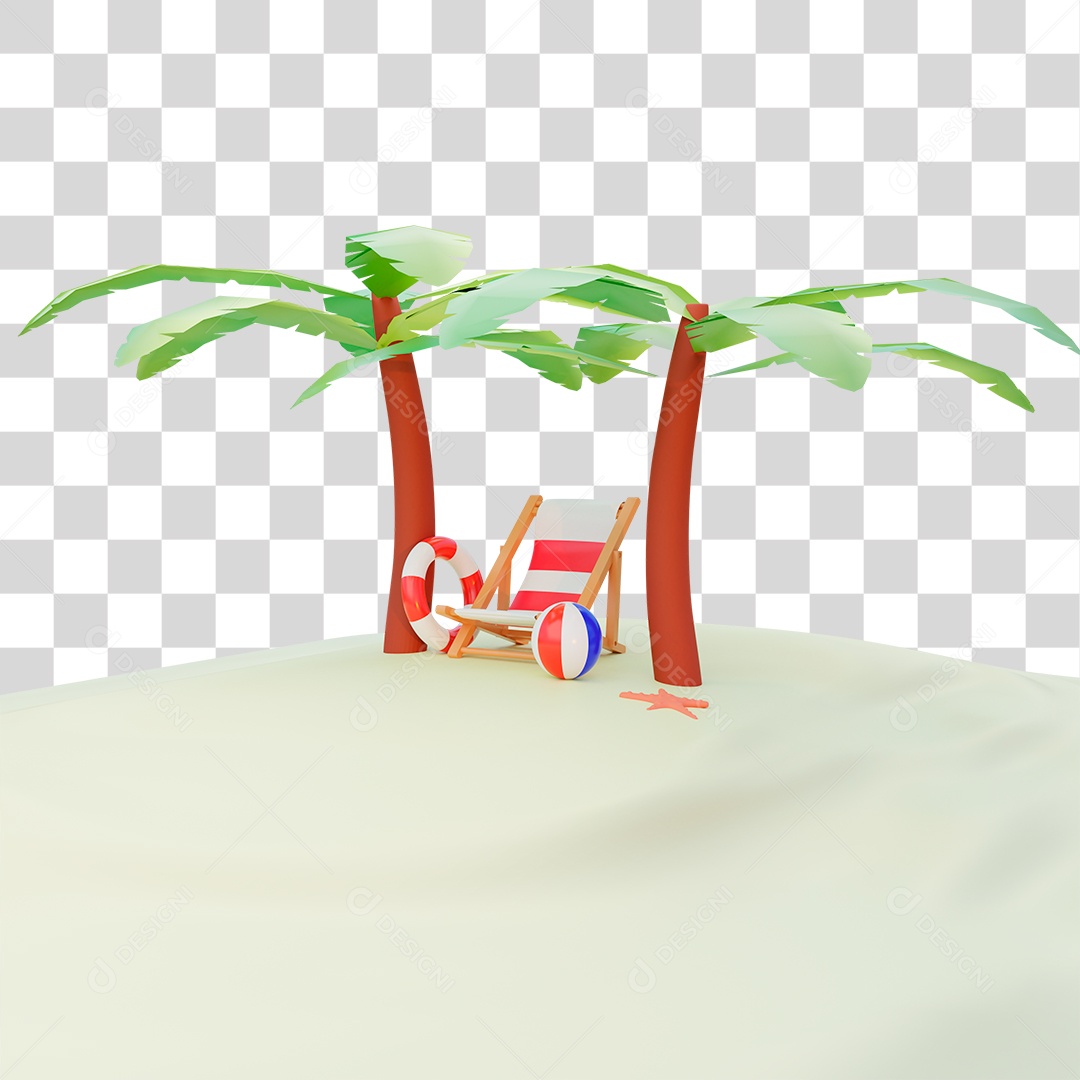 Desenho de Praia Ilha Verão PNG Transparente