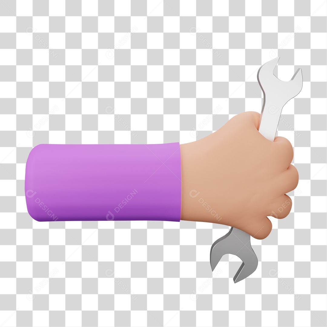 Mão com Chave Inglesa PNG Transparente