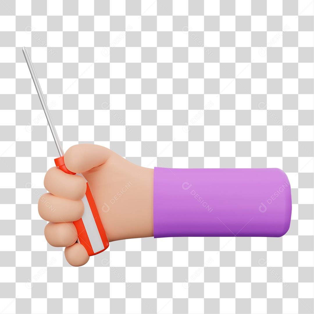 Mão com Chave Fenda PNG Transparente