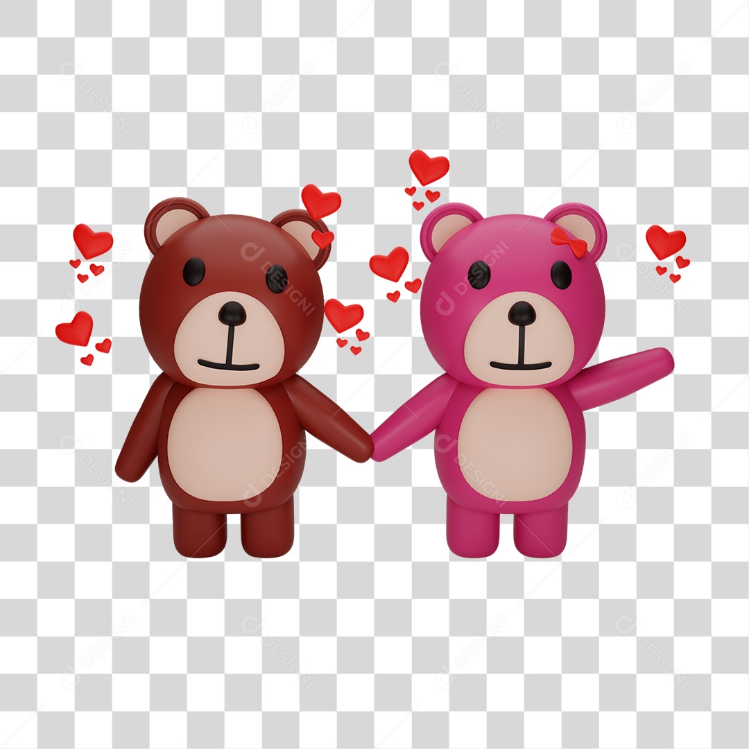 Casal de Urso de Pelúcia PNG Transparente
