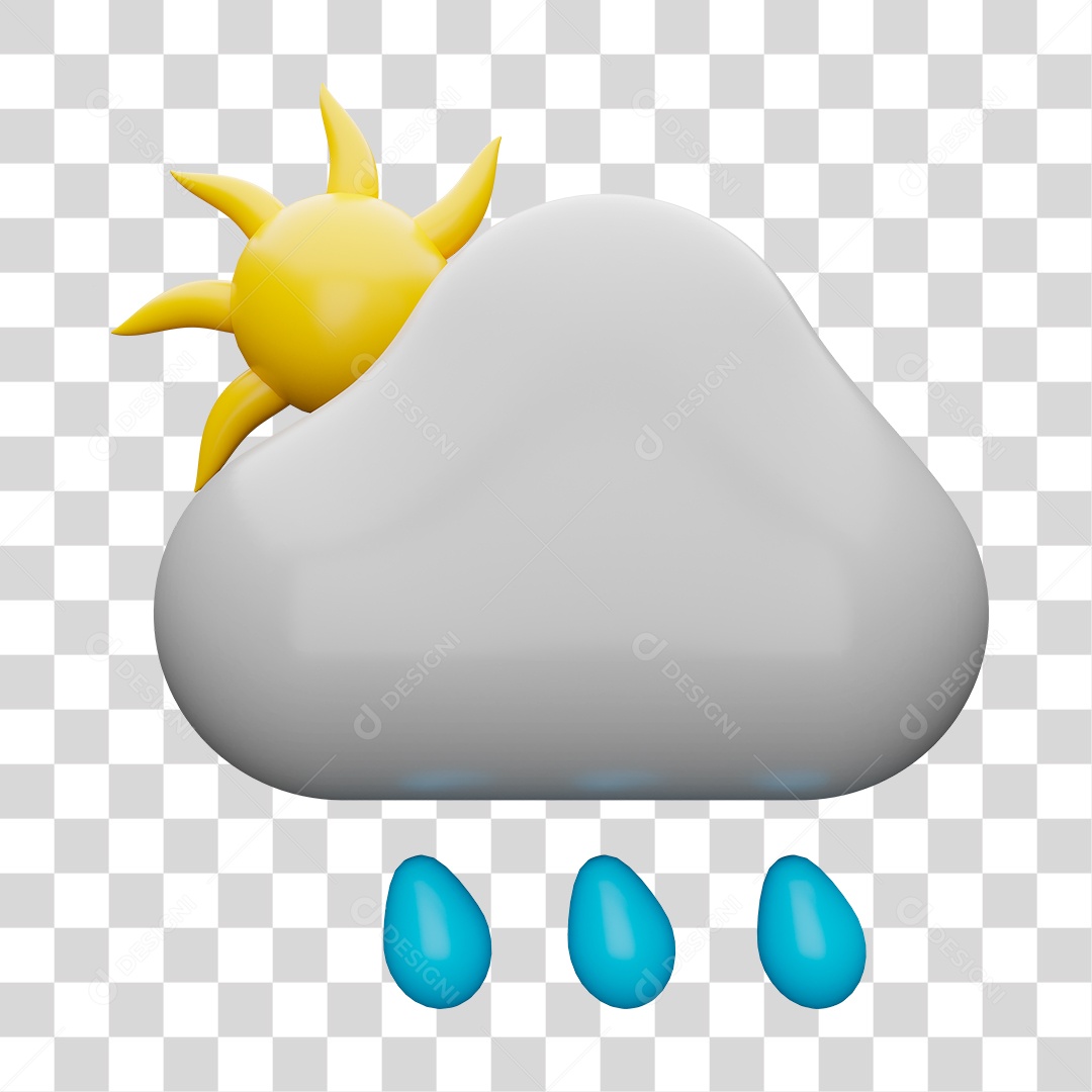 Elemento 3D Ilustrando Previsão do Tempo PNG Transparente