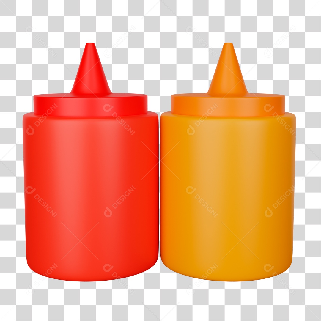 Desenho de Pote de Ketchup Mostarda PNG Transparente