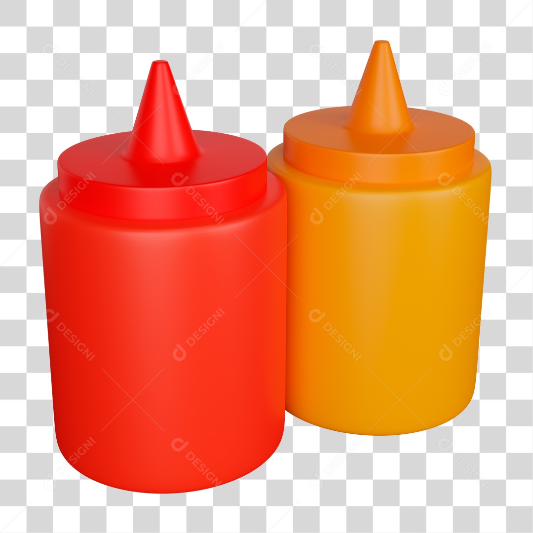 Desenho de Pote de Ketchup Mostarda PNG Transparente