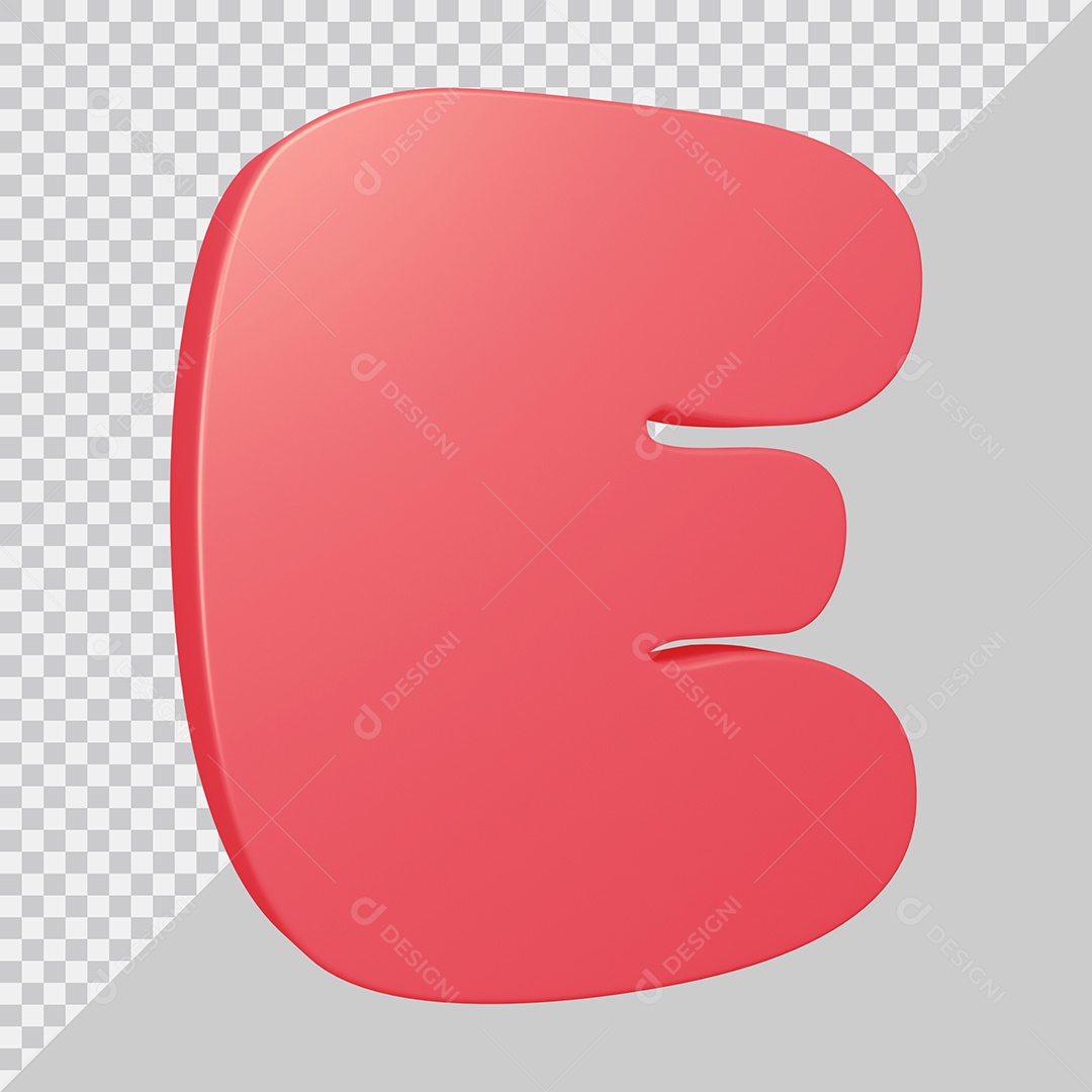 Elemento 3D Para Composição Letra E Rosa PSD