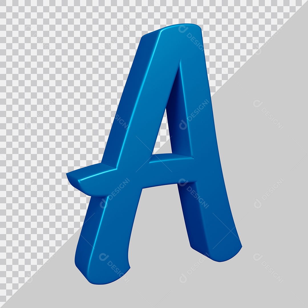 3D Element For Composition Letter A Blue PSD