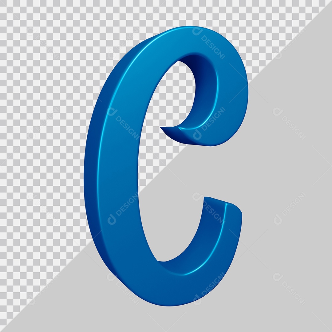Elemento 3D Para Composição Letra C Azul PSD