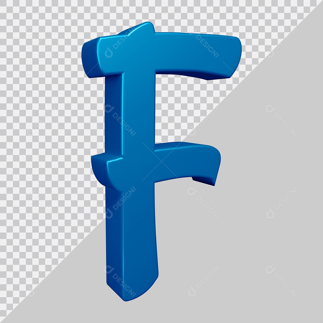 Elemento 3D Para Composição Letra F Azul PSD