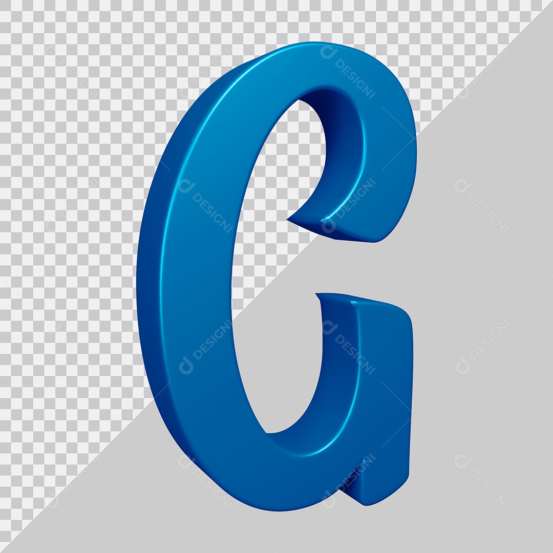 Elemento 3D Para Composição Letra G Azul PSD