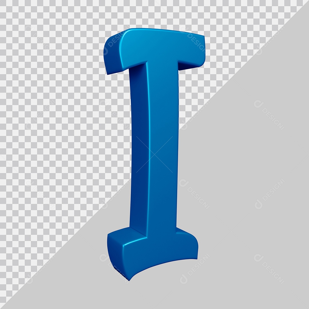Elemento 3D Para Composição Letra I Azul PSD