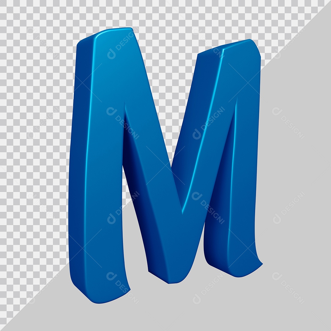 Elemento 3D Para Composição Letra M Azul PSD