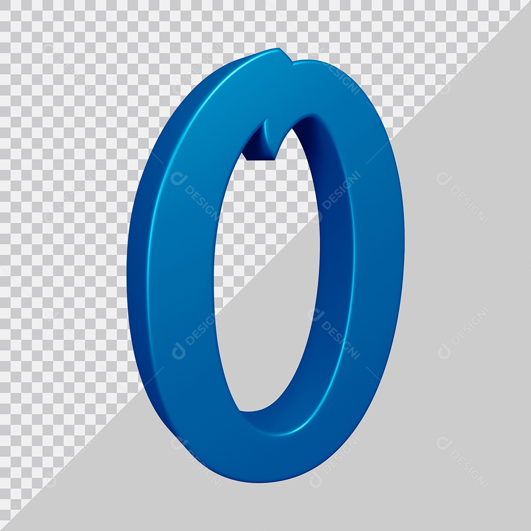 Elemento 3D Para Composição Letra O Azul PSD